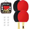 SPORTNOW Set di racchette da ping pong SPORTNOW, set da tennis da tavolo 4 racchette + 8 palline + borsa 1, per appassionati, principianti, esperti