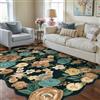 HUGEAR Nero Tappeto Salotto 120x170cm Camera da Pranzo Antiscivolo Tappeti Lavabile In Lavatrice Carpet Moderno Motivo Floreale Esterno Pelo Corto Misure Grandi Cameretta Sala Rug