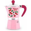 Bialetti Caffettiera Moka Rainbow Amore Mio 3 Tazze, Rossa con Ciliegie, Alluminio, 130 ml, Preparazione Caffè Espresso Manuale