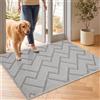 Biscpro Zerbini per Ingresso Interno,60x90cm Tappetino Antiscivolo Lavabile in Lavatrice,Zerbino d'Ingresso Polipropilene Assorbenti per Interno,Ingresso,Esterno,Corridoio,Balcone-Light Grey