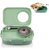 Cyrank Contenitori Termici per Pranzo, 4 Scomparti Isolati Lunch Box Portatile Bento Box con Cucchiaio, Bacchette e Ciotola per Zuppa per Picnic in Ufficio Scolastico(Verde)