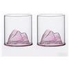 RYHMHA - Set di 2 bicchieri da whisky in cristallo Fujiyama giapponese, bicchieri da 355 ml per whisky, cognac, scotch, cocktail, rum, birra (montagna rosa)