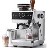 AMZCHEF Macchina Caffè Espresso con Macinacaffè Incorporato, 20 Bar, 44 Livelli di Macinatura, 4 Temperature, Funzione Cold Brew, Lancia Vapore per Latte,Acciaio Inox,1.8L