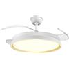 EXTRASTAR Ventilatore da soffitto con luce LED da 70 W, con telecomando e Wi-Fi, Ø42 pollici, 6 velocità, pale retrattili, 3 temperature di luce, funzione estate-inverno, 6600 lm, bianco minimalista moderno