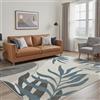 GENIMO - Tappeto Antiscivolo Moderno Botanico - 240x300cm - Corto Pile - Elegante e Facile da Pulire - Per Soggiorno e Ufficio - Grigio Blu
