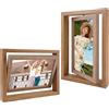 Xyvor Portafoto da Tavolo, Girevole Cornici 13x18 cm, Portafoto Multiplo da Tavolo per 2 Foto, Cornice Portafoto in Legno, per Compleanni Matrimoni Natale Ringraziamento San Valentino Regali