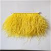 Blausky Nastro con piume di struzzo, 1 m, con piume di struzzo, strisce di tessuto, frange con nastro di raso, per fai da te, cucito, artigianato, abbigliamento da matrimonio, giallo