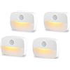 SUJAHHUJIQ Luca notturna a LED con sensore di movimento, confezione da 4 pezzi, alimentate a batteria, luci auto/on/off, sensore per scale per interni, per WC, corridoio