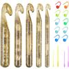 Kaiyzo Uncinetto Set, 5 Pezzi Uncinetti Grandi 12/15/18/20/25 mm con Segnapunti e Aghi, Set Uncinetti Ergonomici per Filati Spessi, Ideale per Coperte, Sciarpe, Cappelli