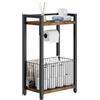 IBUYKE Portarotolo da bagno autoportante con ripiano portaoggetti, porta carta igienica con spazio extra per rotoli, riviste, salviettine umidificate, marrone TLJ020H