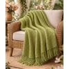 B O S A L O N I HOME Plaid coperta arredo 127x172 cm - Leggera e morbida - Per divano e poltrona - Stile elegante primavera estate (Verde)