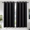 TOPICK Tende Oscuranti per Interni 2 Pezzi L 140 x A 175 cm Curtains Oscurante Tende per Soggiorno e Camera da Letto Termiche Isolanti Anti-Rumore con Anelli Moderne, Nero