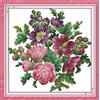 OWN4B Kit Punto Croce Stampati, OWN4B Fiori Sbocciati Motivo Stampato 11CT 35,1x35,1 cm Kit Ricamo Fai-da-Te (Fiori)