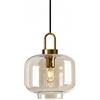 EKSED Lampadario Sospensione Vetro Ambra - Lampada a Sospensione Vintage con Portalampada E27 e Testa in Ottone per Isola Cucina, Sala da Pranzo o Camera da Letto