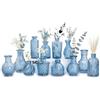 Sawoake Set di vasi per fiori in vetro Saowake, blu, 12 PZ, stile vintage con motivo strutturato, per fiori e decorazione della casa (Blu, 12 PZ)