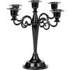 QWORK® Candelabro Decorativo 5 Bracci in Nero, 27 cm, Candeliere Nozze in Lega di Zinco Placcato
