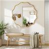 BEAUTYPEAK - Specchio rotondo da 90 cm, specchio da parete con bordo ondulato, cornice in alluminio, specchio rotondo da appendere e appoggiare, specchio rotondo da parete per camera da letto, bagno