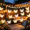 EONANT Luci solari a forma di farfalla, impermeabile 20 piedi 30 LED luci da giardino a farfalla in cristallo 8 modalità cortile prato Decorazione natalizia per matrimoni (Bianco caldo)