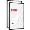 HIMEETIME® 2x Cornice per foto,40x60 cm,Alluminio spazzolato Metallo Nero,Passepartout 30x40cm,Cornice 40x60cm Grande per Foto Disegni,Solo per Espositore a Parete