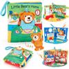 hahaland Libro Sensoriale Neonati 6-12 Mesi, 3 in 1 Morbidi Libro Montessori Interattivo con Specchio & Orsetti Rimovibili, Libri di Stoffa Giochi Tummy Time Neonato Giocattol 3 6 9 12 Mesi
