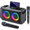 JYX Karaoke con 2 Microfono, Altoparlante cassa Bluetooth 5.3 con luce, Autonomia 72h, Macchina Karaoke Portatile con TWS, USB, SD, Party Box per Adulti e Bambini Canta tu Karaoke 2026