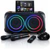 Extreme Sound Cassa Portatile Bluetooth Ricaricabile - KIT Karaoke + 2 Microfoni - Autonomia fino a 48 ore - Radio FM, TWS, USB, AUX LED RGB, 2 Subwoofer16 cm -