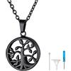 FindChic Collana con Ciondolo Urna per Ceneri a Forma Albero Della Vita in Acciaio Inossidabile Placcato Nero Ciondolo Portaceneri Cane Gatto Regalo per Cremazione