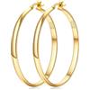 LOUMILEO 4 mm Grandi Orecchini a Cerchio Oro Leggeri 14K Placcati Cerchio Ipoallergenici Grandi Orecchini Oro per Donna 50MM