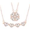 CONILOK Collana Trifoglio Magnetico/Cuore per Donne Bambina con Zircone, Argento Sterling 925 Collane Amore Quadrifoglio, Due Modi di Indossare Collana con Ciondolo per Fidanzata Mamma Moglie Figlia Oro Rosa