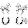 FIVE-D Orecchini a lobo Cavallo Pony al galoppo in Argento 925, 0,8 cm x 1,0 cm, Argento