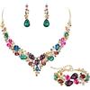 EVER FAITH Statement Collana Orecchini e Bracciale Set per Donna cristallo austriaco Goccia Cluster Set di Gioielli Chiaro Tono Argento, 55 centimeters, cristallo, Nessuna pietra preziosa