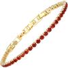 RIZILIA Bracciale Tennis Minimalista Donna 3mm Zirconi Rossi Rubino Placcato Oro Giallo 14K Regolabile 16,5-19cm Idea Regalo Gioiello Elegante per Ogni Occasione Confezione Inclusa