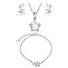 CPSLOVE Collane e Braccialetto e Orecchini da donna, Parure di gioielli in argento 925, Collana Ciondolo Stella, Catena da 45cm, Bracciale Stella, Orecchini Stella, Zircone intarsiato, Argento