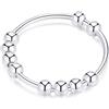 Jacruces Anello anti-ansia in argento Sterling 925 per donne e uomini, anelli fidget per ansia e ansia, con perline, anello rotante per ansia, 9, argento, oro, Nessuna pietra preziosa