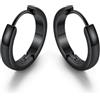 GoldChic Orecchini a Cerchio Donna, 14mm Nero Orecchini Cerchio Piccolo Donna Ipoallergenici e Abbinabili in Acciaio Inossidabile