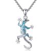 CUPENDA Fiore della vita/Farfalle/Libellule/Fenice/Colibri/Geco/Amo da pesca/Lupo/Ossa di cane/Sigillo Messianico Mesusa/Palme Argento Sterling 925 Turchese Ciondolo Collana Gioielli per Uomo Donna