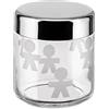 Alessi AKK36 Girotondo Barattolo Ermetico in Vetro Serigrafato con Coperchio in Acciaio Lucido