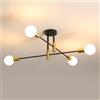 Comely Lampada a soffitto accogliente 4 infiammabile E27 stile retro oro nero metallo lampada a soffitto design industriale für Wohnzimmer Esszimmer Schlafzimmer Loft Wohnzimmerbeleuchtung