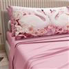 PETTI Artigiani Italiani - Lenzuola in Cotone con Federe in Stampa Digitale, Una Piazza e Mezza Francese, Completo Lenzuolo Sopra e Sotto con Angoli, Cigni Rosa, 100% Made in Italy