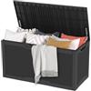 DWVO Scatola portaoggetti da giardino per esterni, 380 l, 115,4 x 55 x 58,3 cm, effetto rattan, contenitore in resina per cuscini, accessori da piscina, scarpe, impermeabile, bloccabile in modo sicuro