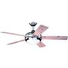 AireRyder FN75537 - Ventilatore da soffitto Ursa con illuminazione e telecomando, rivestimento nickel satinato, pale bianco/pino, 132 cm