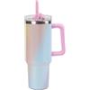 IDRINK - Tumbler borraccia termica da viaggio, 1,2 Lt con manico e cannuccia (Macaron)