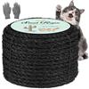 ilauke Corda in Sisal per albero di gatto, 8 mm x 60 m, corda di Sisal naturale, nera e 1 paio di guanti di protezione, corda per albero per gatto per riparazione e sostituzione di gatto, graffio, pilastro