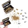 WADORN Set di forzieri in miniatura, mini forziere dei pirati, scatola del tesoro vintage con 20 barre dorate e argento e chip d'oro sfuso, per artigianato, miniature per casa delle bambole, micro