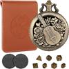 LKKCHER DESIGN Mini set di dadi DND con custodia in bronzo Steampunk Hollow Bard orologio da tasca, regali di D&D con borsa per dadi, set di 7 dadi in metallo poliedrico D&D, set per principianti DND, accessori per