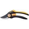 Fiskars Forbici da potatura con lame bypass, Plus, P521, Per rami freschi e ramoscelli, Rivestimento antiaderente, Lame in acciaio inox, Lunghezza: 20,1 cm, Nero/Arancione, 1057167