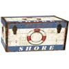 BellaHome Baule in legno vintage bellahome rivestito in ecopelle fantasia ocean piccolo 51x29,5x38,5 cm
