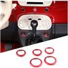 DIYUCAR Anello decorativo in lega di alluminio per console centrale auto con doppio pulsante alzacristalli lampeggiante per Fiat 500 2010-2022 Accessori interni