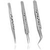PEAKTOP 3 Pinzette di Precisione in Acciaio Inox, Pinzette Industriali Antistatiche, Pinzetta per Extension Ciglia Professionali, Dritto e Curvo Tweezers Elettronica per Arte Fai Da Te, Artigianato, Gioielli
