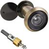 Funnytek Spioncino in ottone con frangivista, grandangolare 220°, lenti ottiche in vetro, diametro 16 mm, spioncino in ottone con punta a foro con trapano, lunghezza regolabile per porte di 35-60 mm, bronzo